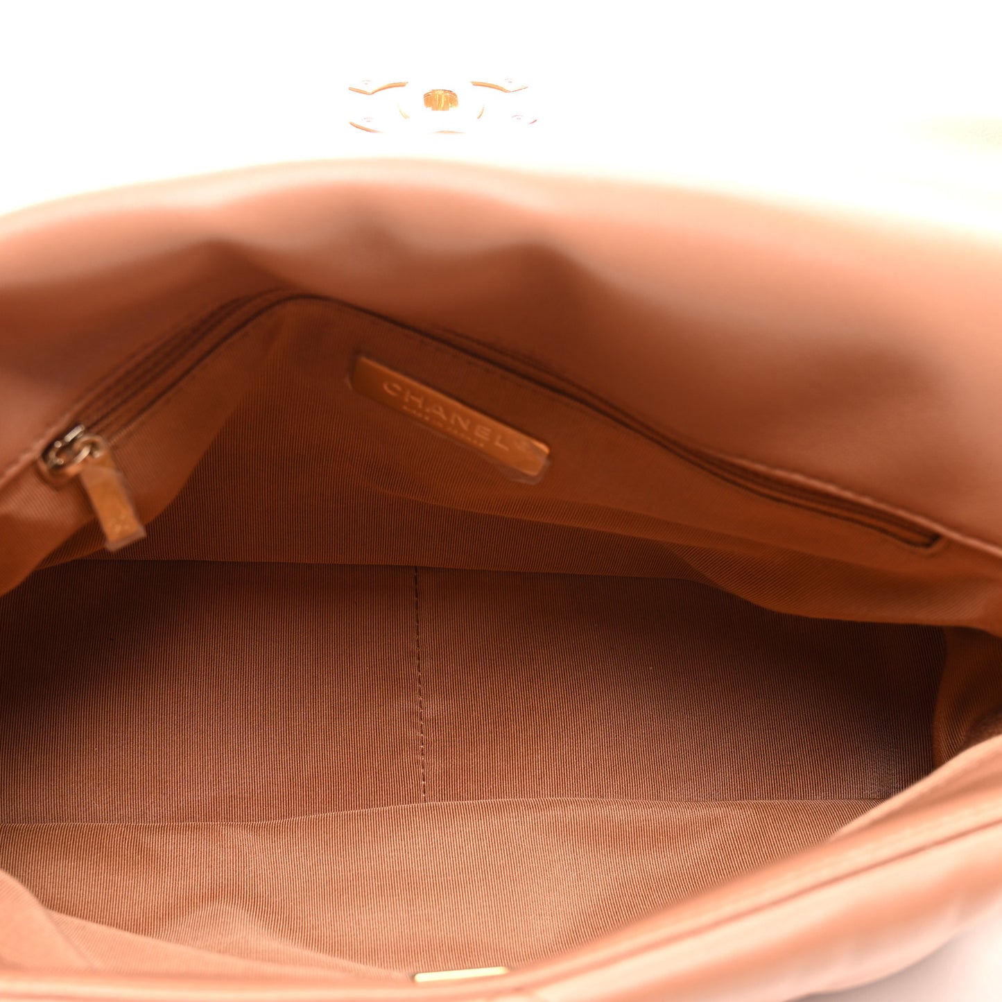 Lambskin Quilted Large Chanel 19 Flap Brown