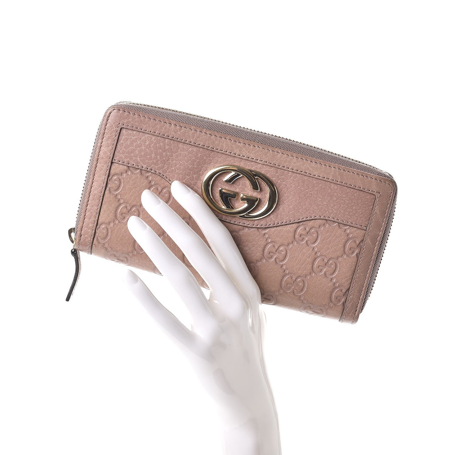 Gucci Guccissima Sukey Zip Around Wallet Dusty Rose 2 of 8