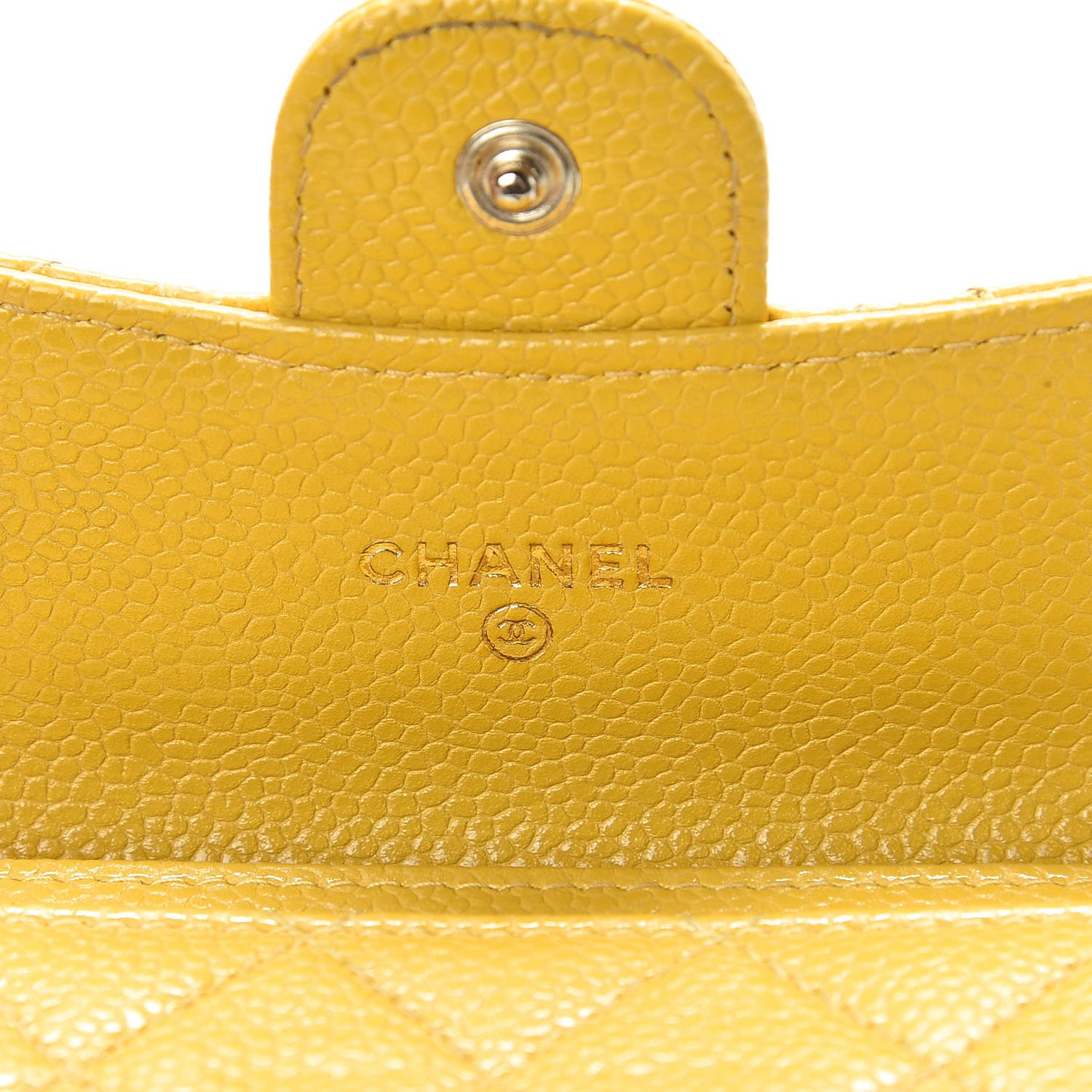 Caviar Quilted Flap Card Holder Yellow