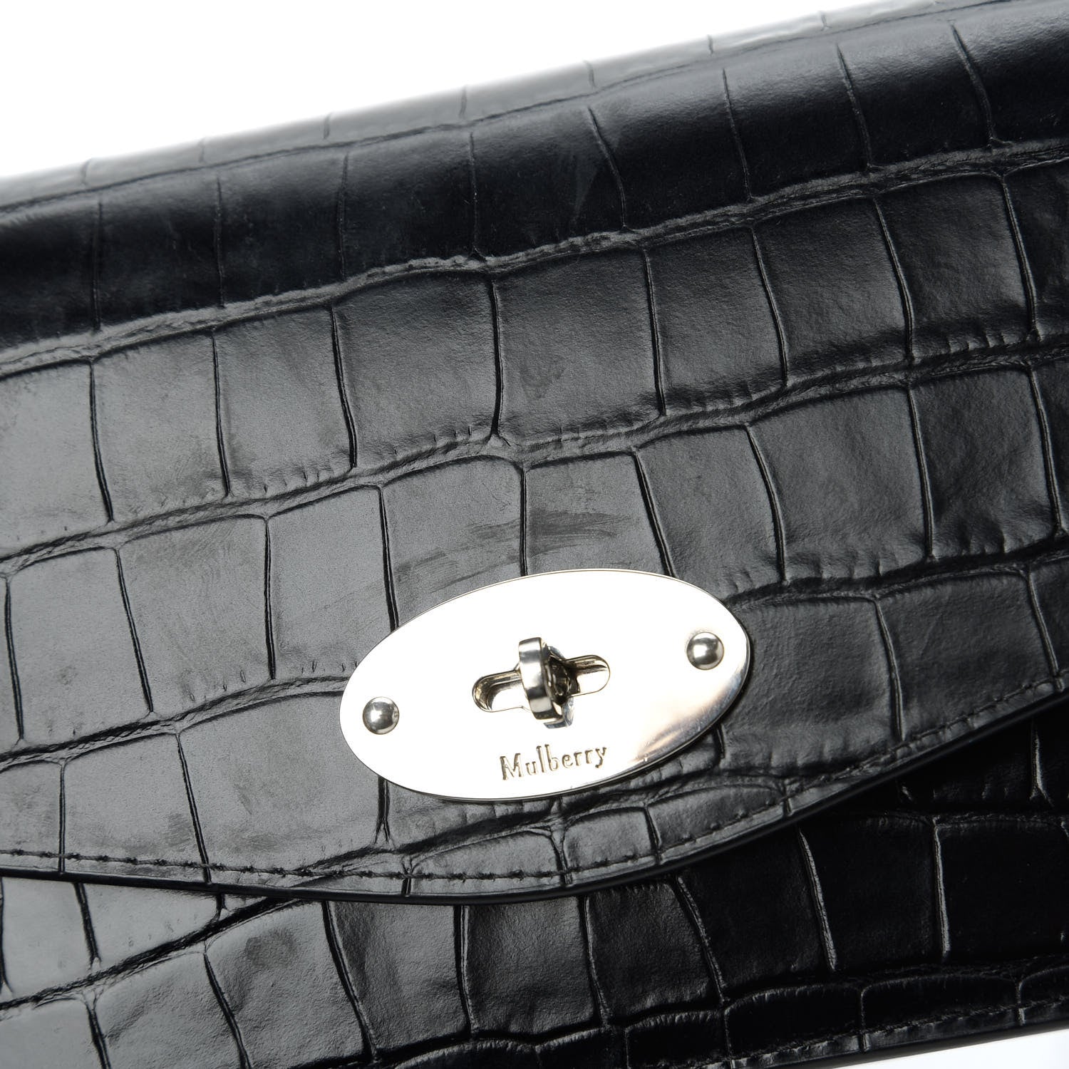 Mulberry Crocodile Embossed Calfskin Small Darley Black 10 of 11
