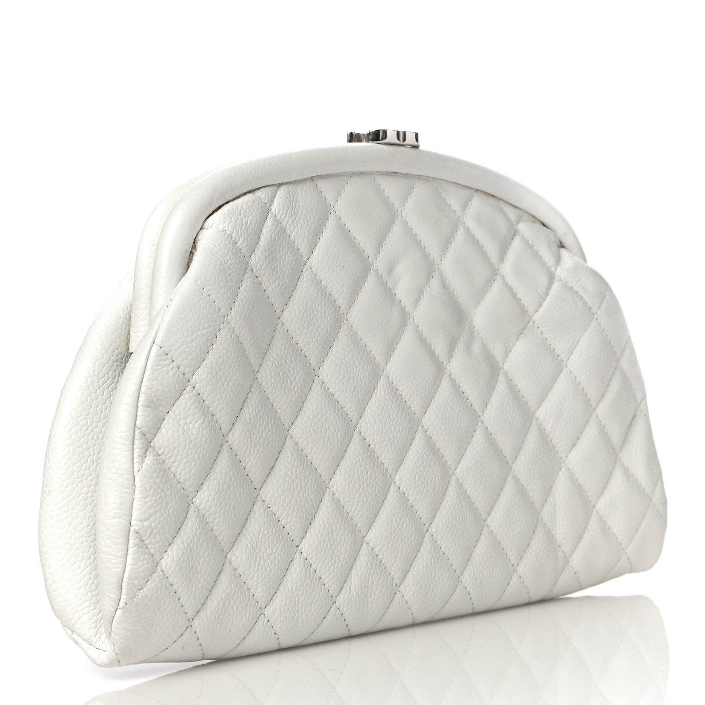 Caviar Quilted Timeless Clutch White