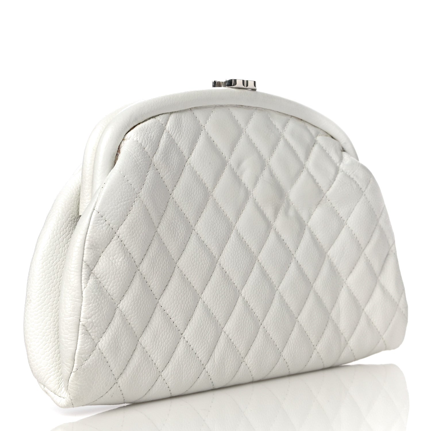 Chanel Caviar Quilted Timeless Clutch White 3 of 12