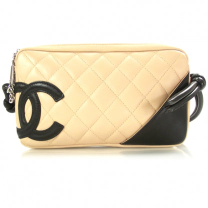 Chanel Calfskin Quilted Cambon Pochette Beige Black 1 of 14