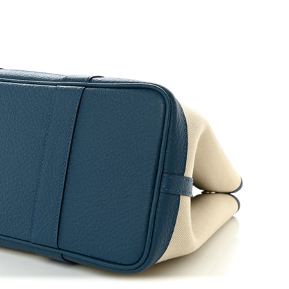 Hermes Toile Chevron Vache Country Garden Party Tote 30 TPM Craie Bleu Outremer 10 of 10
