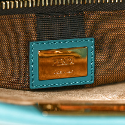 Fendi Vitello Morgan Fabric Jacquard Pequin Medium Peekaboo Iconic Satchel Lago Tobacco Black 7 of 13
