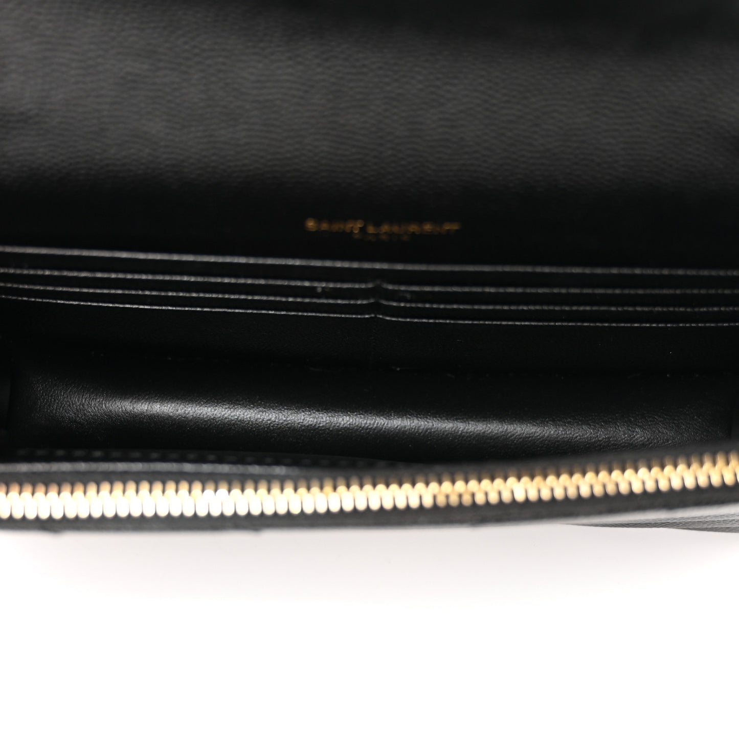Grain De Poudre Matelasse Chevron Monogram Envelope Chain Wallet Black