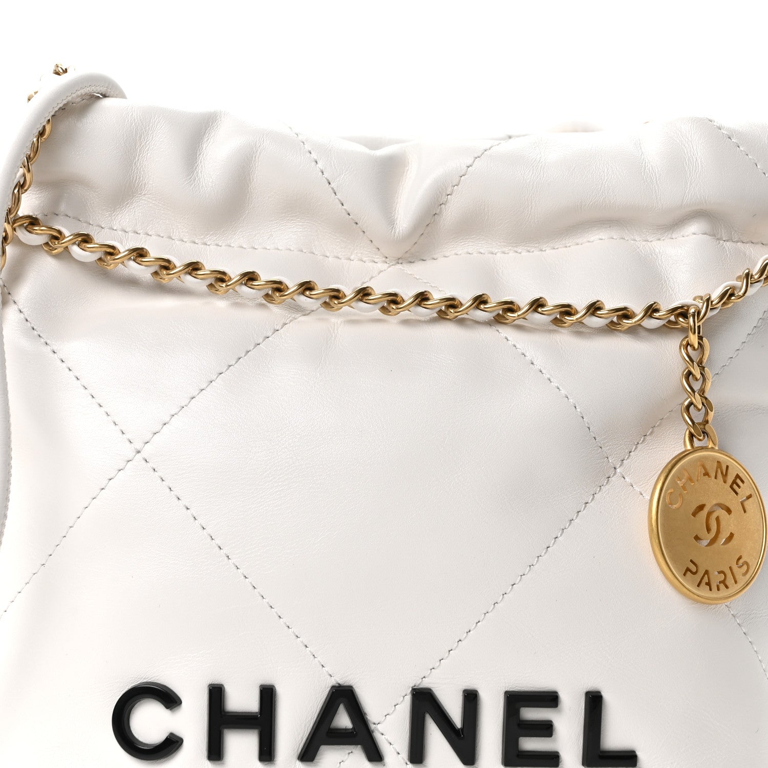 Chanel Shiny Calfskin Quilted Mini Chanel 22 White Black 7 of 9