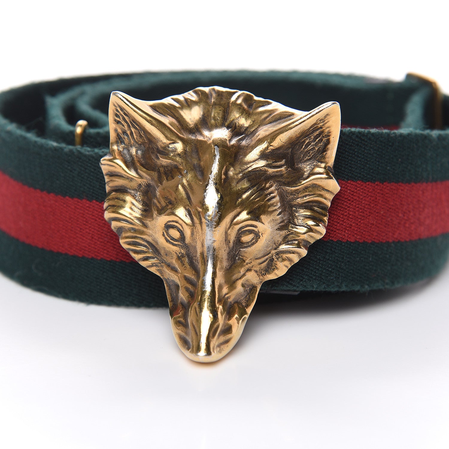 Gucci Canvas Web Wolf Belt Green Red 80 32 7 of 7