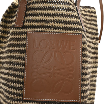 Loewe Paula's Ibiza Raffia Striped Round Basket Bag Natural Tan Multicolor 6 of 9