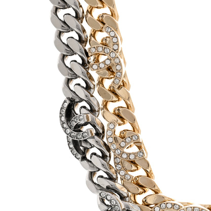 Chanel Crystal Chain CC Link Choker Gold Ruthenium 4 of 6