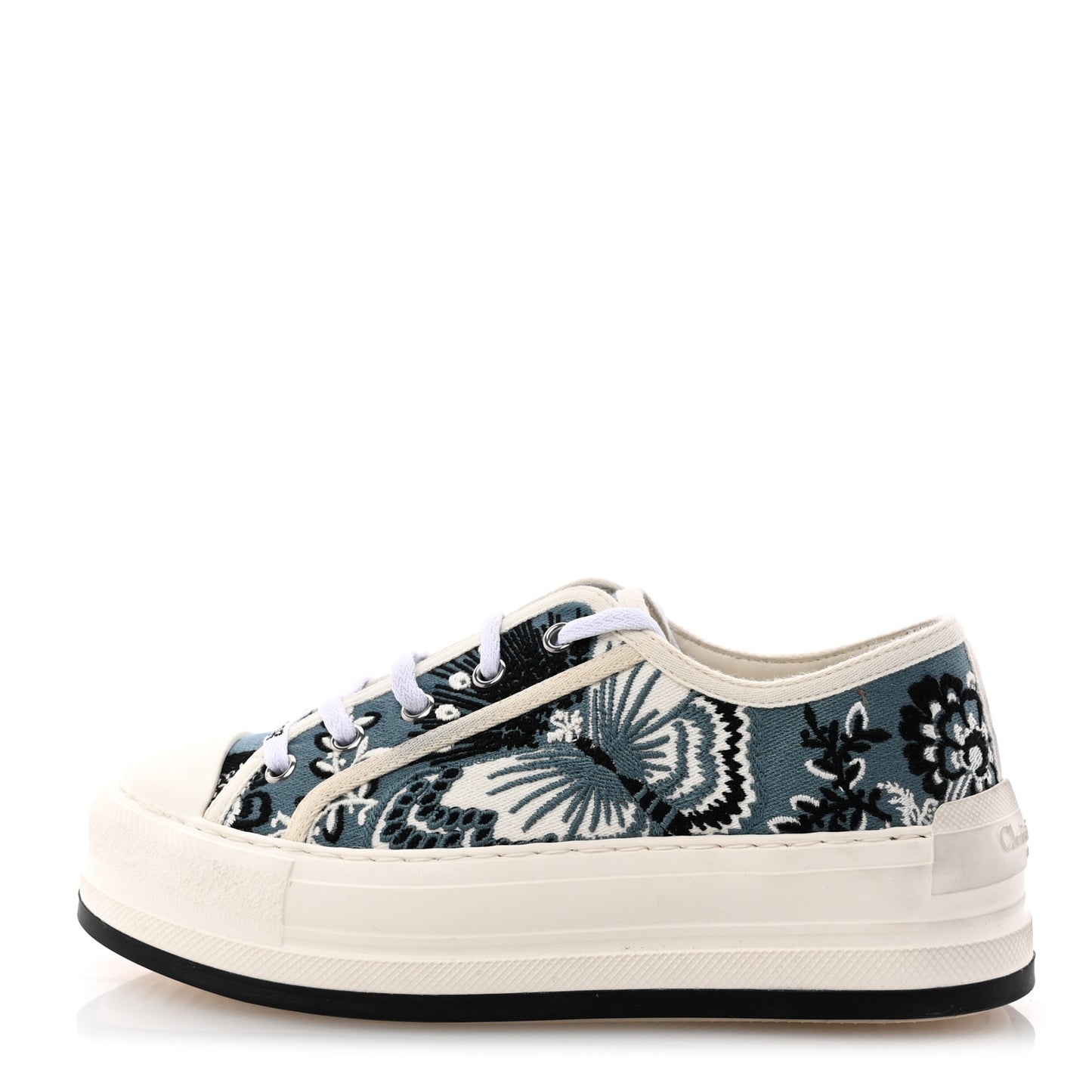 Cotton Butterfly Bandana Embroidered Walk'N'Dior Low Top Sneakers 36.5 Deep Blue
