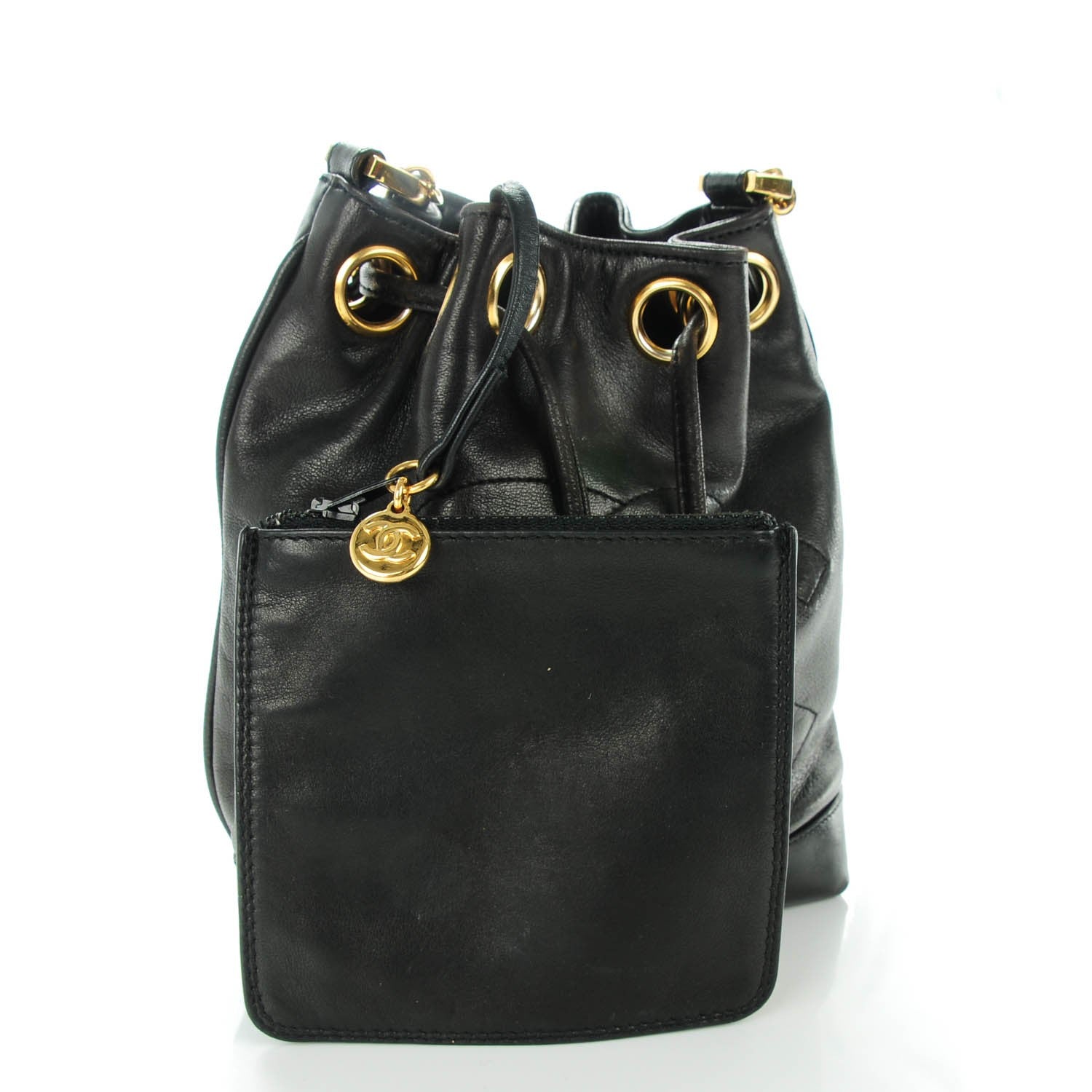 Chanel Lambskin CC Drawstring Bag Black 5 of 9