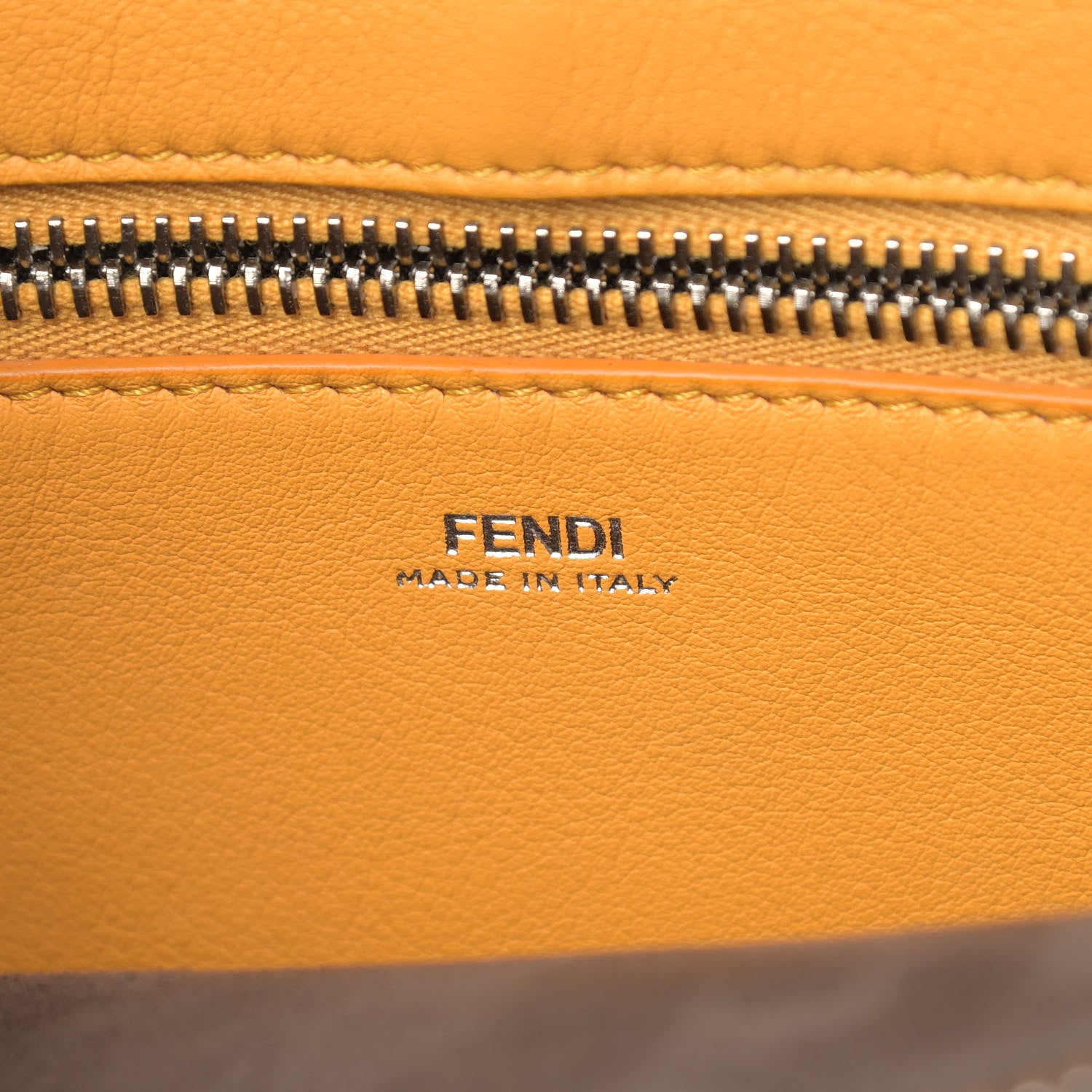 Fendi Vitello Baltico Dolce DotCom Satchel Navy Yellow 7 of 11