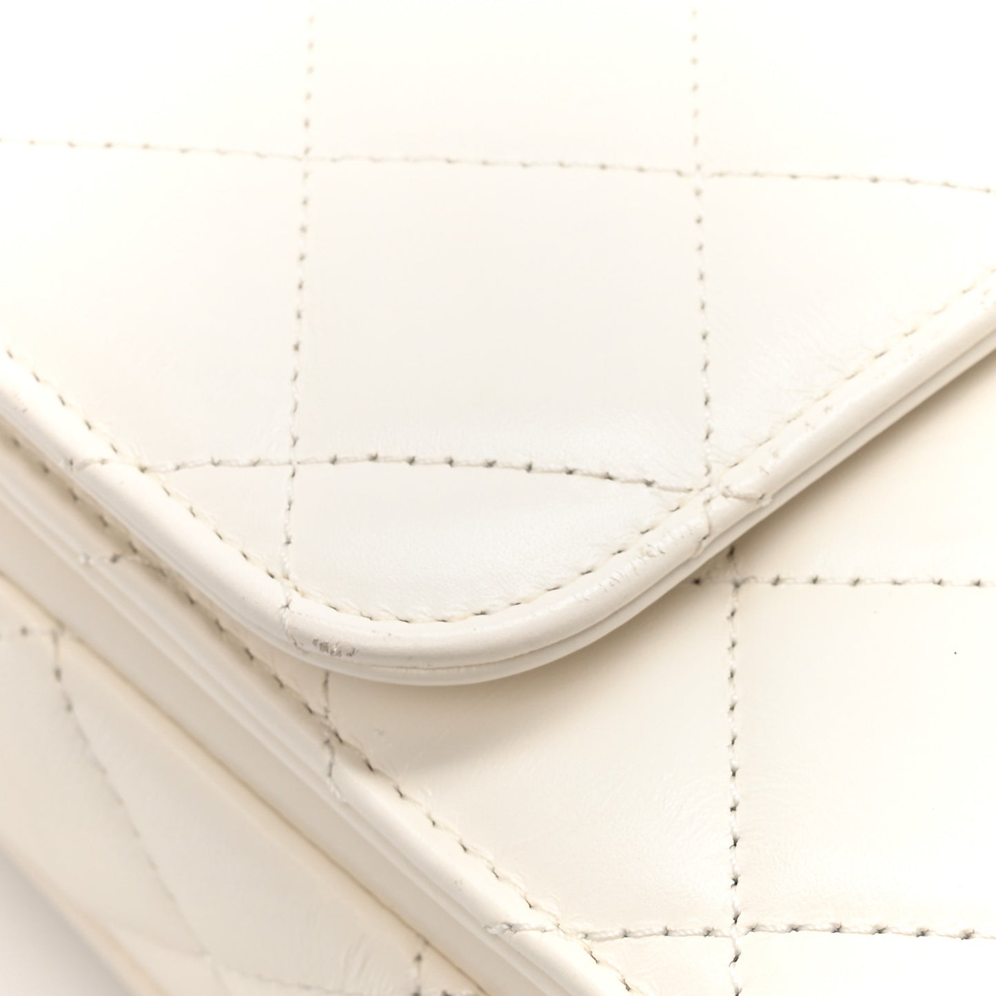 Shiny Calfskin Quilted Multicolor Small Top Handle White