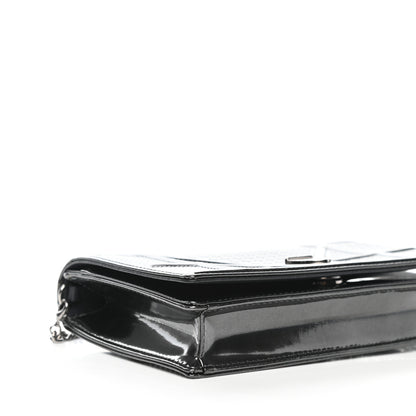 Christian Dior Metallic Patent Micro-Cannage Diorama Wallet on Chain Pouch Onyx Black 9 of 11