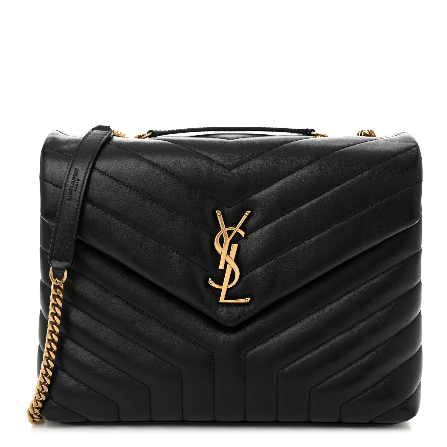 Saint Laurent Calfskin Y Quilted Monogram Medium Loulou Chain Satchel Black 1 of 10