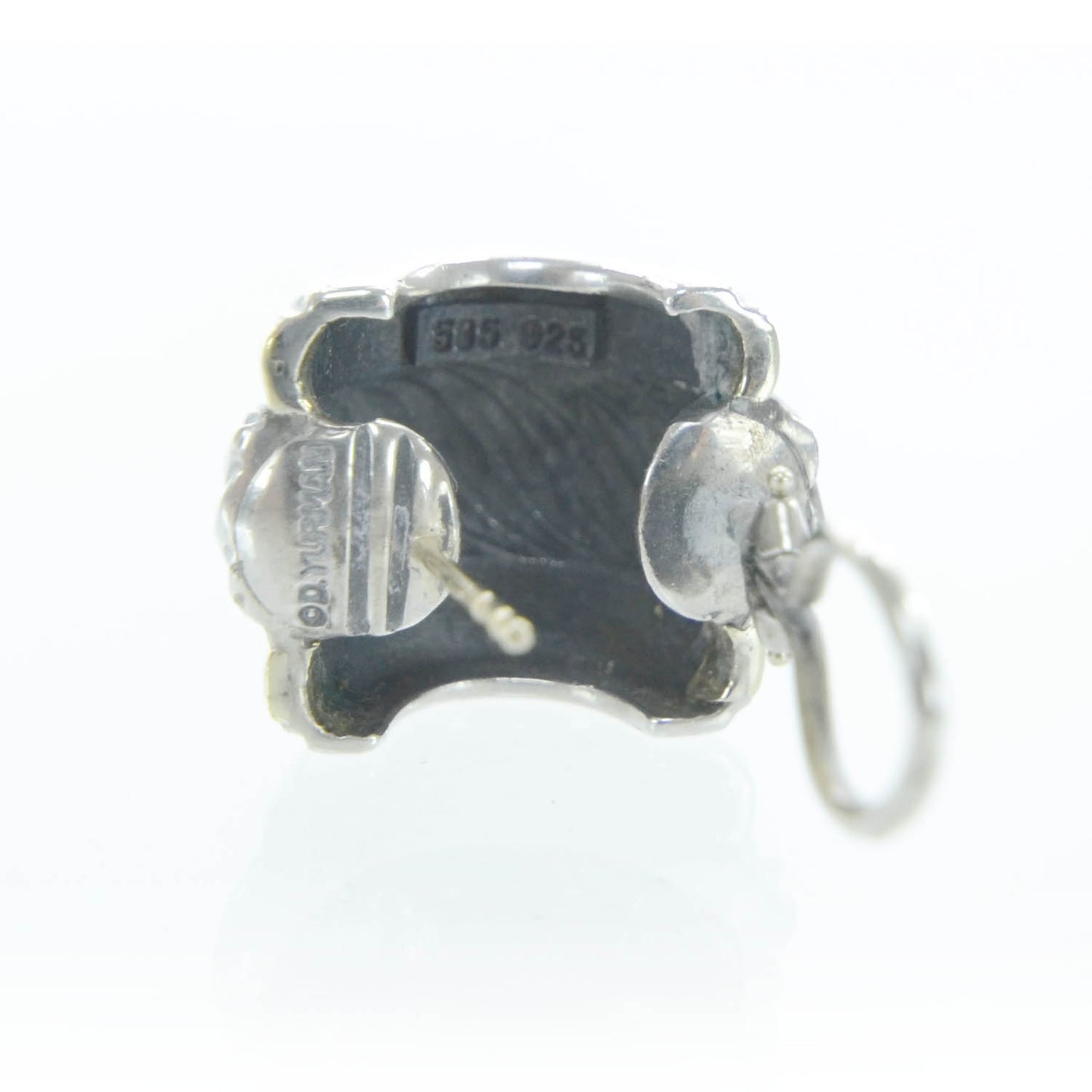 14k White Gold and Sterling Silver Huggie Hoop Earrings