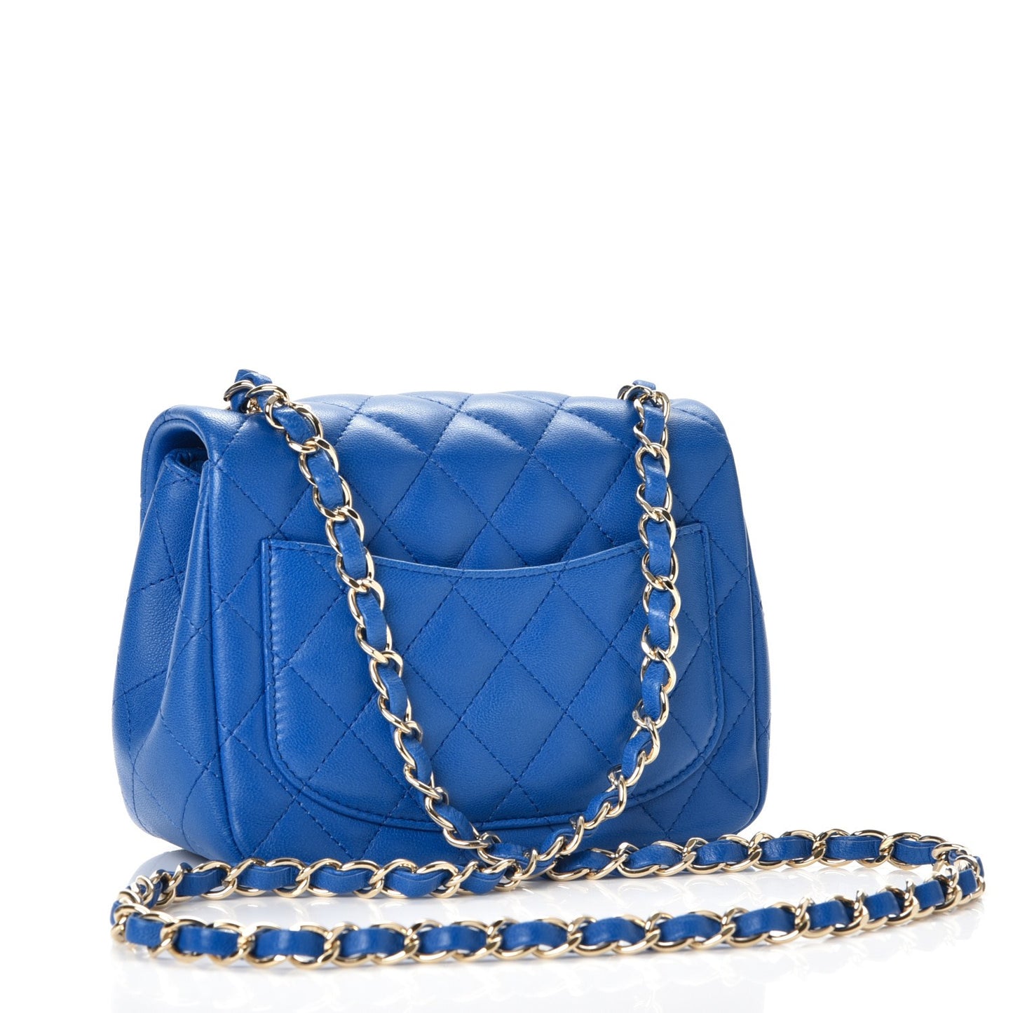 Lambskin Quilted Mini Square Flap Blue