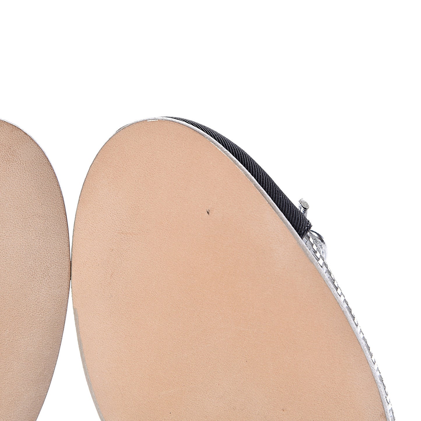 Metallic PVC Grosgrain Cap Toe Ballerina Flats 37 Silver Black