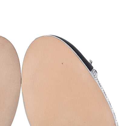Chanel Metallic PVC Grosgrain Cap Toe Ballerina Flats 37 Silver Black 10 of 11