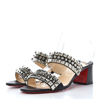 Christian Louboutin Calfskin Studded Tina Goes Mad 55 Slide Sandals 40 Black 3 of 11