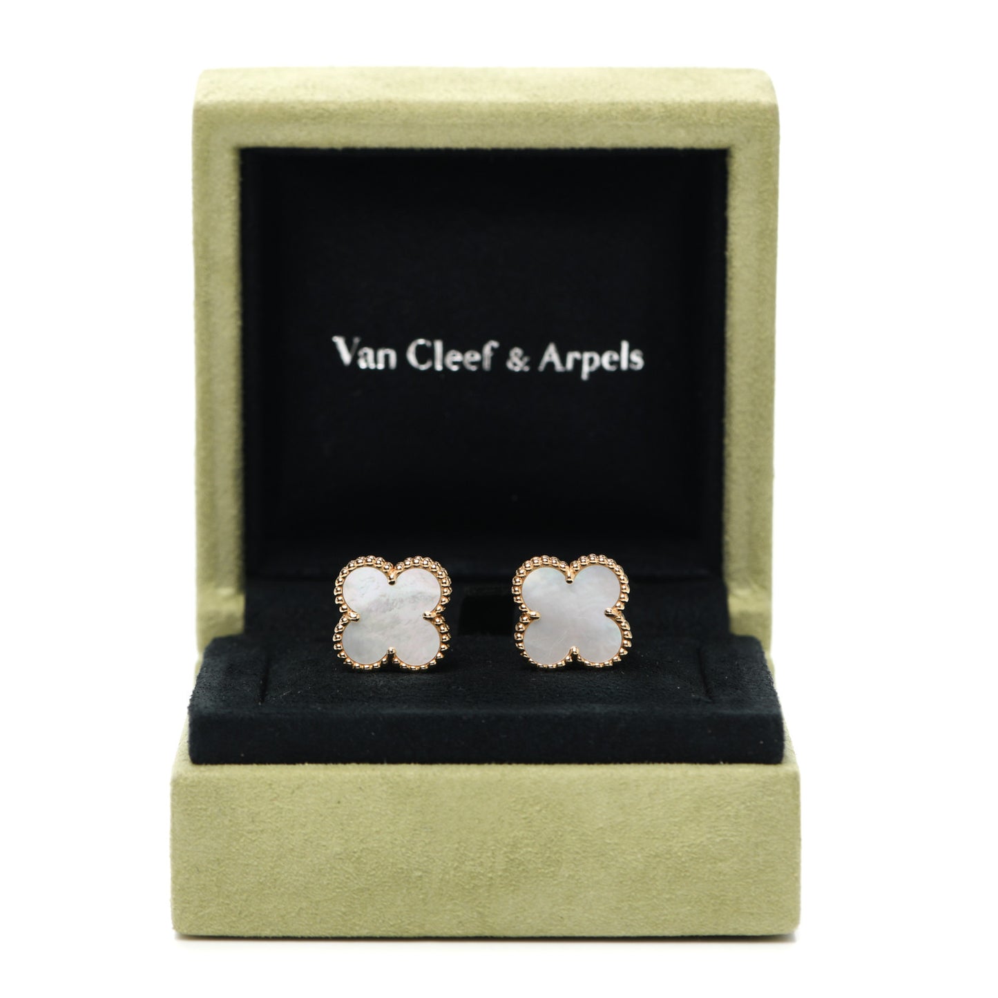 18K Yellow Gold Mother of Pearl Vintage Alhambra Earrings