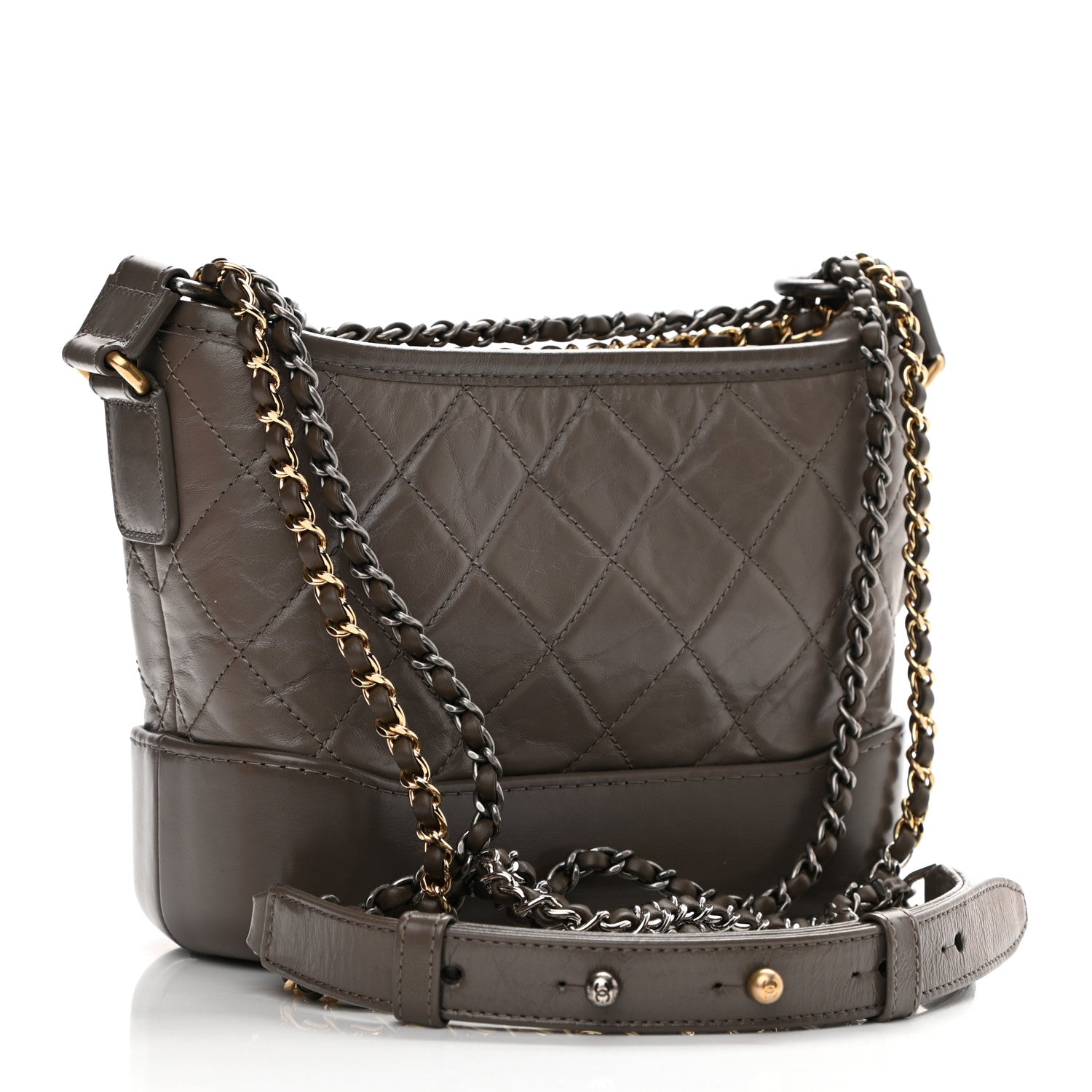 Chanel Aged Calfskin Quilted Small Gabrielle Hobo Grey 3 of 10