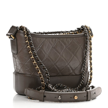 Chanel Aged Calfskin Quilted Small Gabrielle Hobo Grey 3 of 10