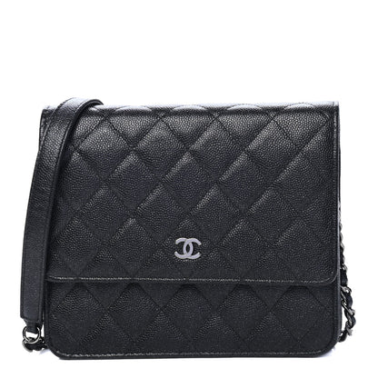 Chanel Iridescent Caviar Quilted Square Wallet On Chain WOC Black 1 of 4