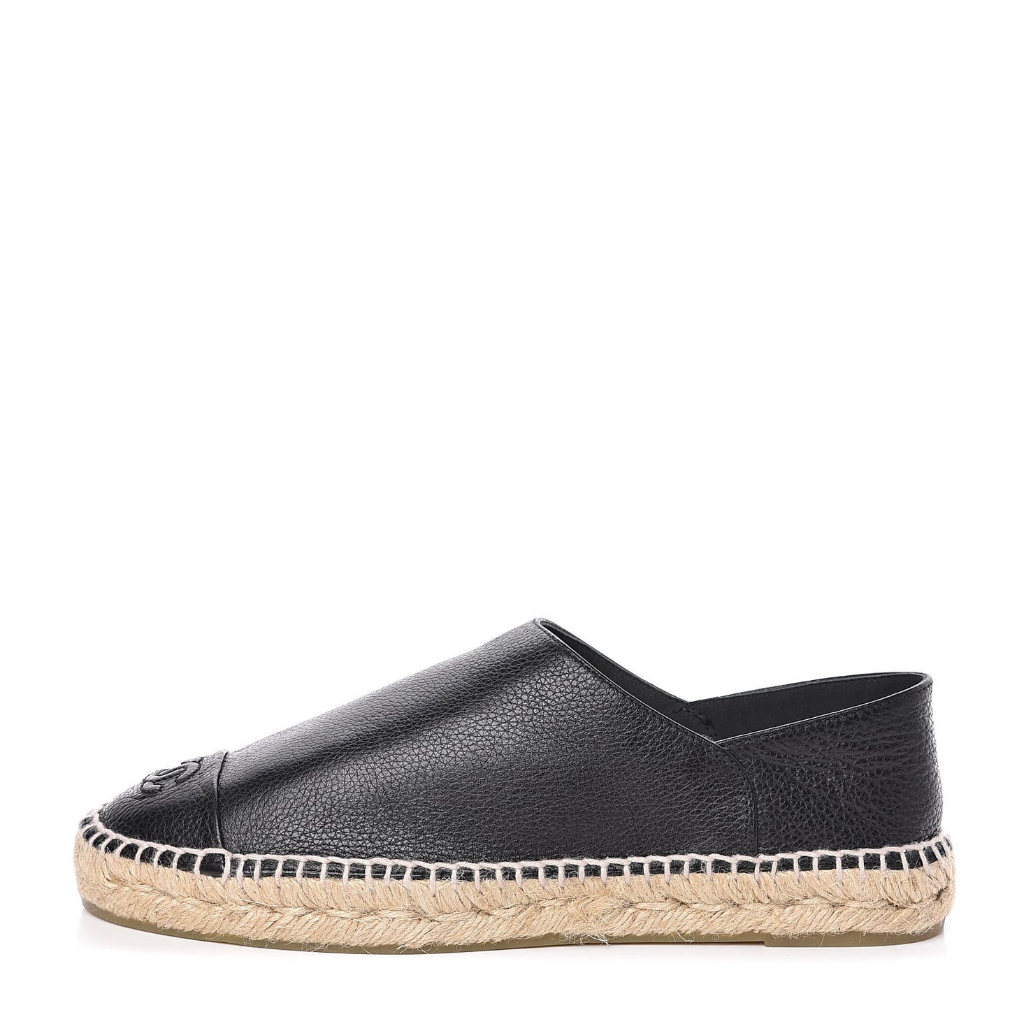 Grained Calfskin CC Espadrilles 41 Black