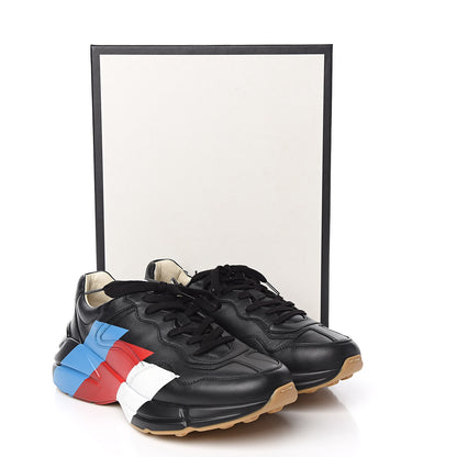 Gucci Calfskin Web Printed Mens Rhyton Sneakers 9.5 Black 10 of 10