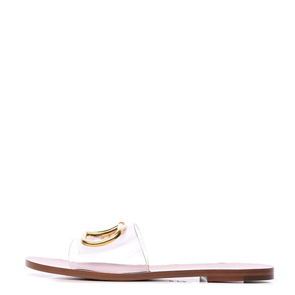 Valentino Garavani PVC Transparent Vlogo Flat Slide Sandals 39.5 Brown 1 of 10