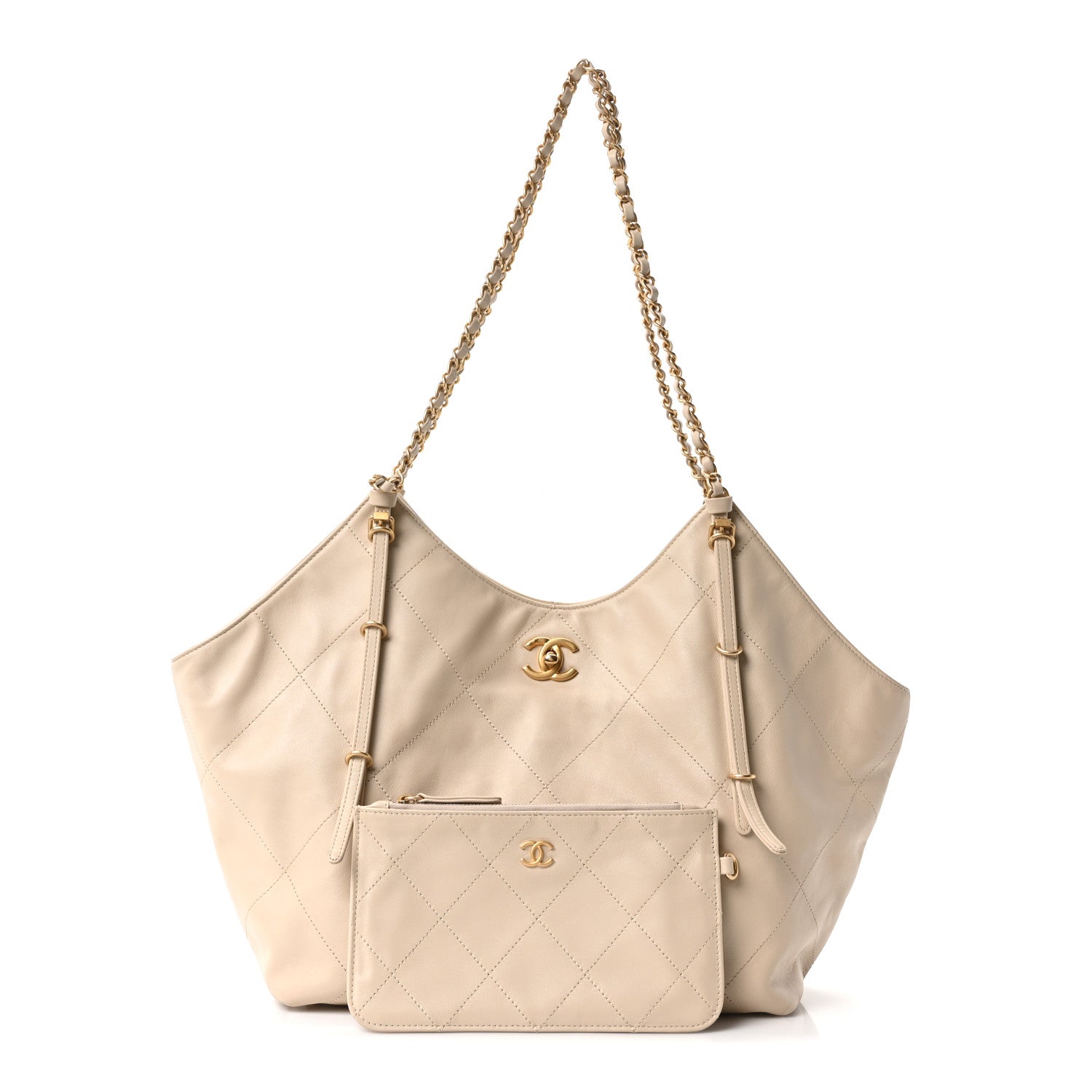 Chanel Calfskin Quilted Small Shopping Bag Beige 3 of 11