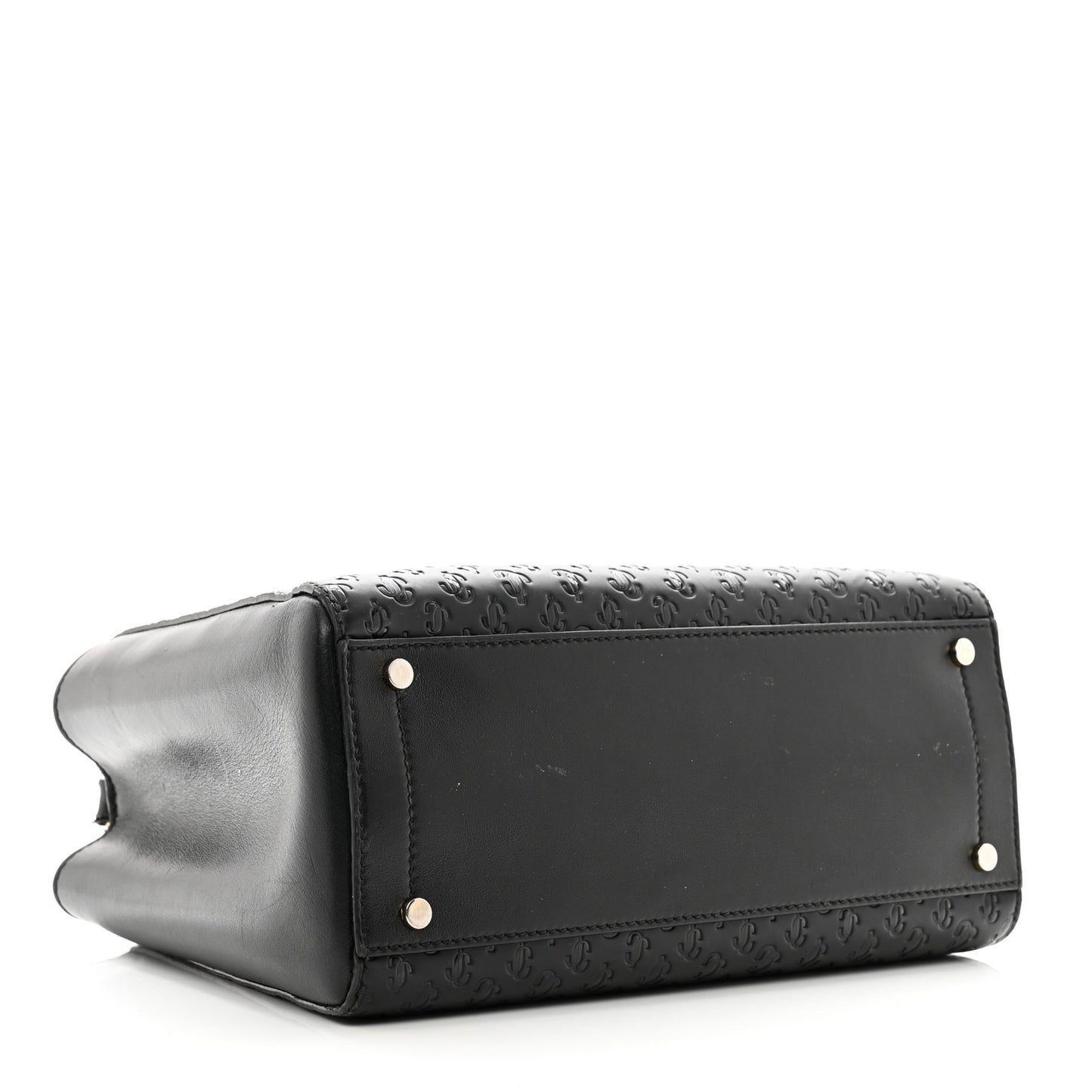 Calfskin Logo Embossed Varenne Top Handle Bag Black