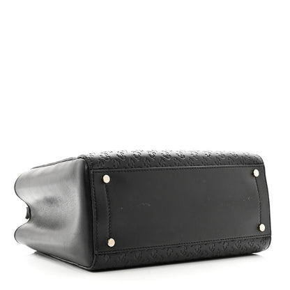 Jimmy Choo Calfskin Logo Embossed Varenne Top Handle Bag Black 4 of 12