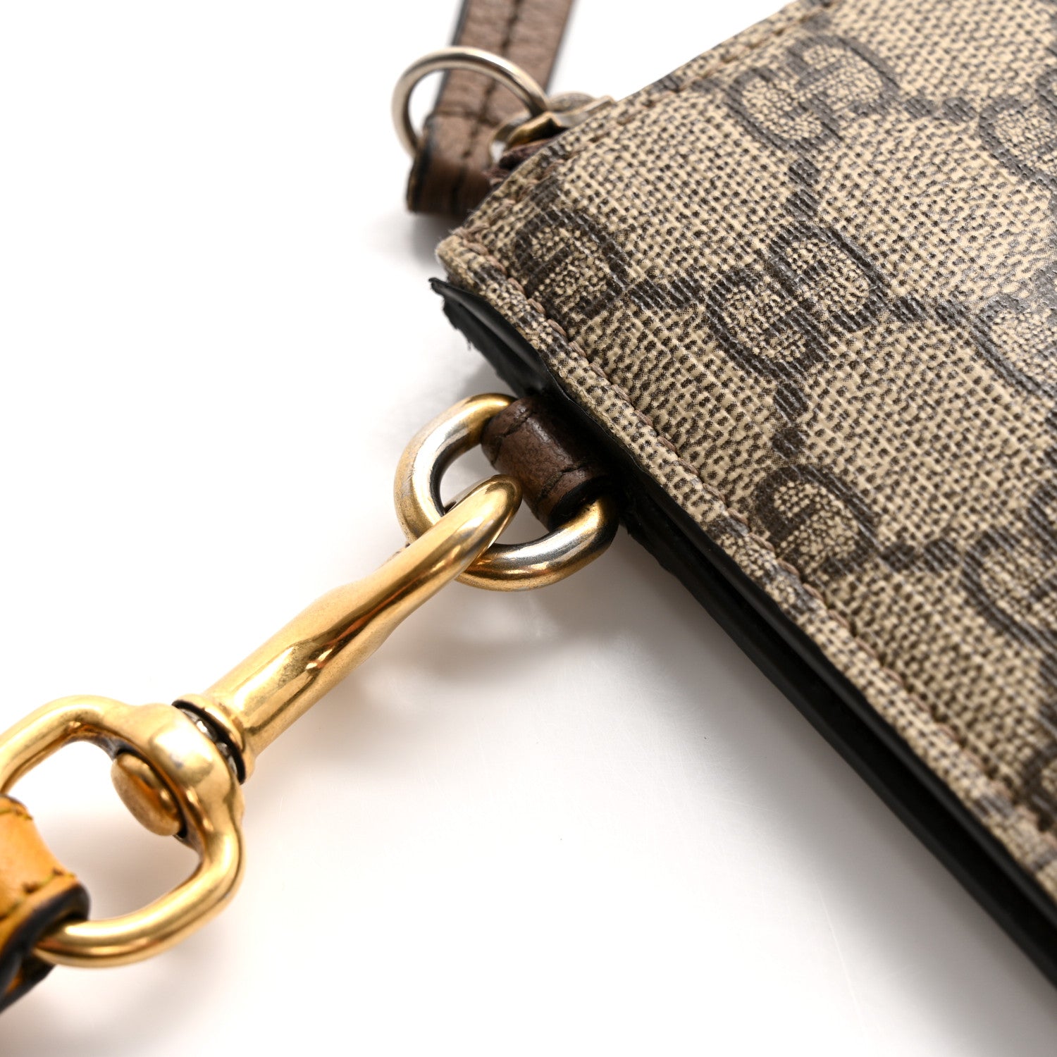 Gucci GG Supreme Monogram Neo Vintage Zip Wristlet Pouch Beige New Acero Crop 11 of 18