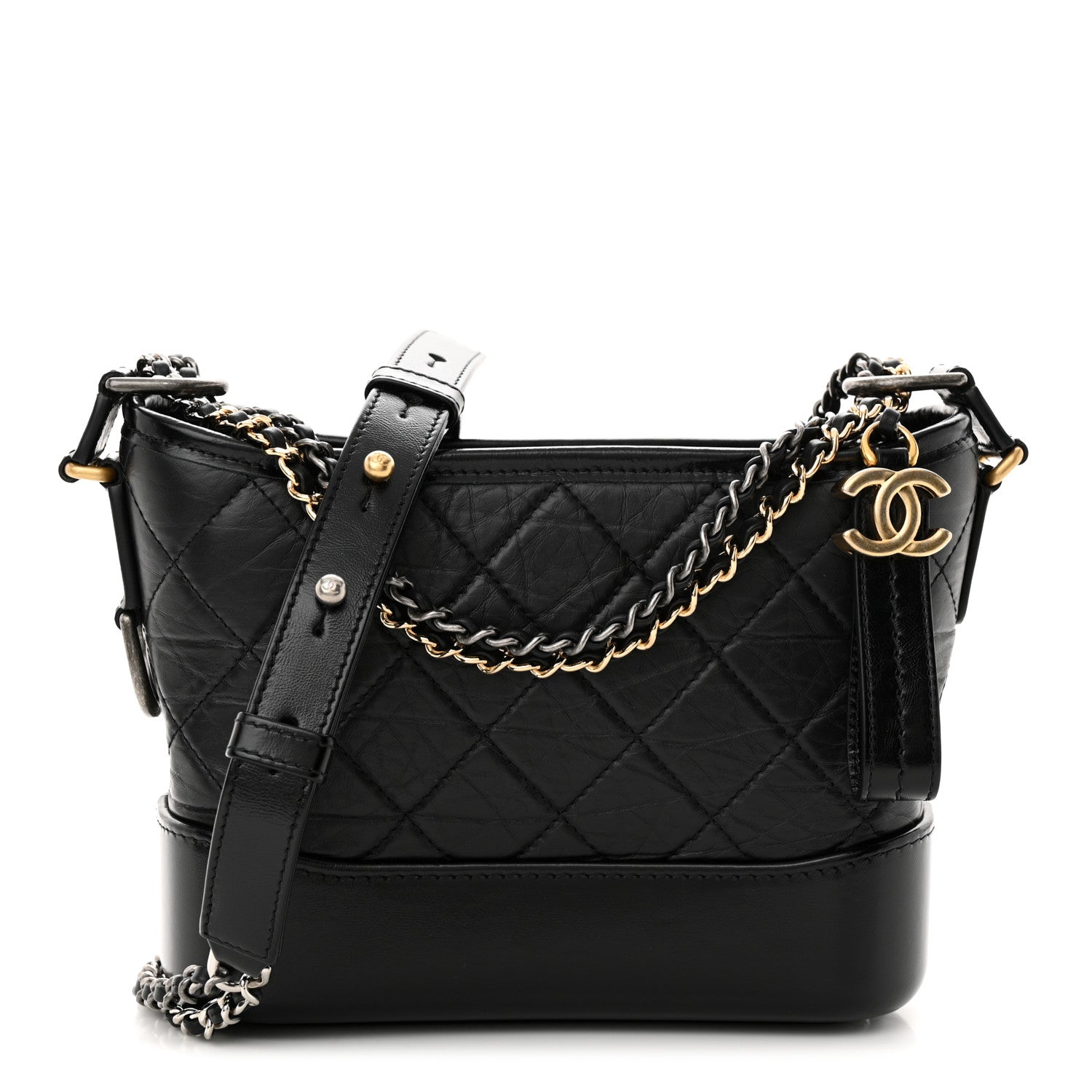 Chanel Aged Calfskin Quilted Small Gabrielle Hobo Black 1 of 11