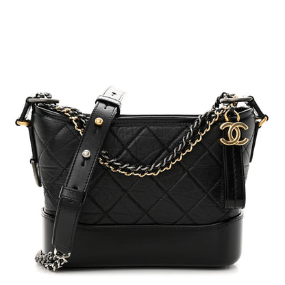 Chanel Aged Calfskin Quilted Small Gabrielle Hobo Black 1 of 11