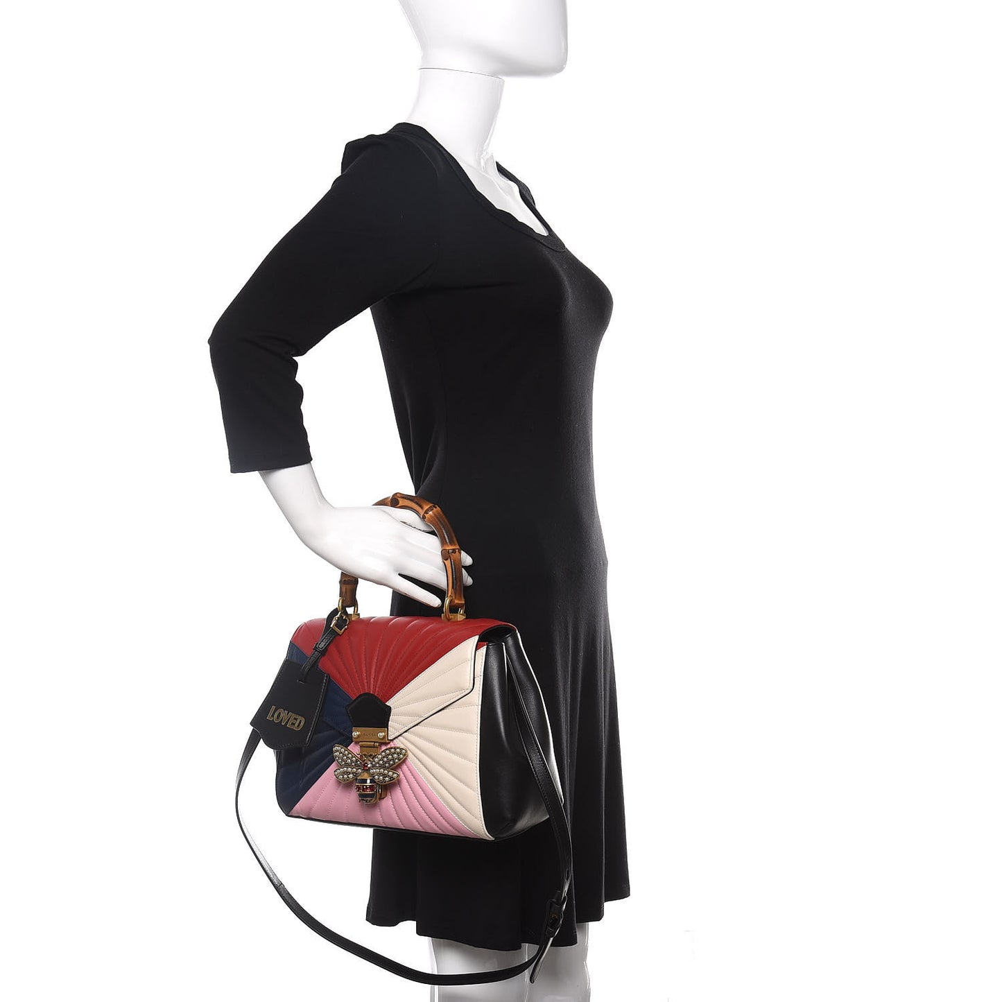Calfskin Bamboo Trapuntata Queen Margaret Top Handle Bag Blue Agata Hibiscus Red Mystic White Sugar Pink