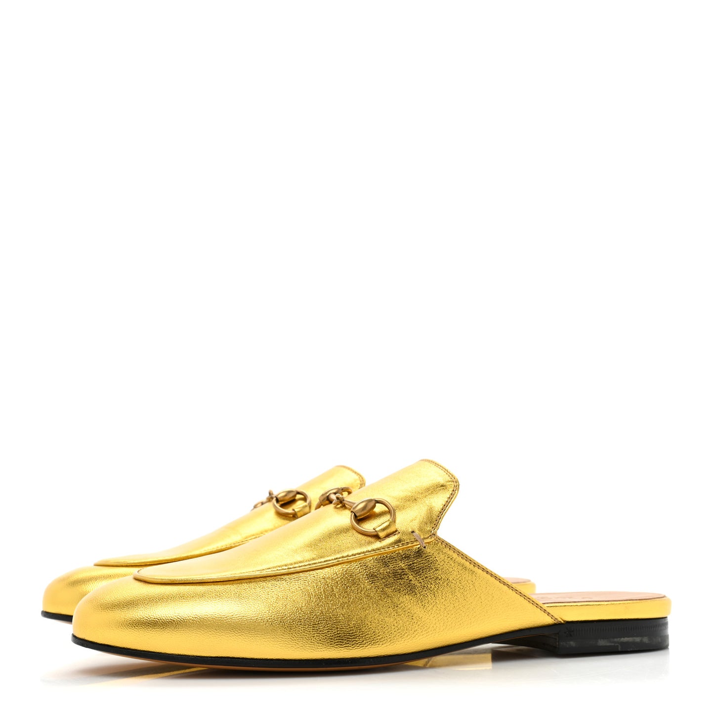 Metallic Nappa Womens Princetown Slippers 39.5 Gold