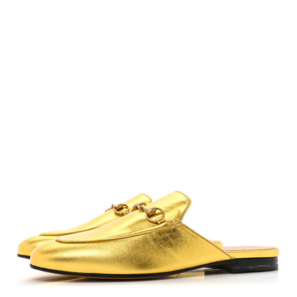 Gucci Metallic Nappa Womens Princetown Slippers 39.5 Gold 3 of 11