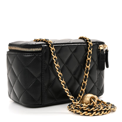 Chanel Lambskin Quilted Pearl Crush Small Vanity Case With Chain Black 3 of 10