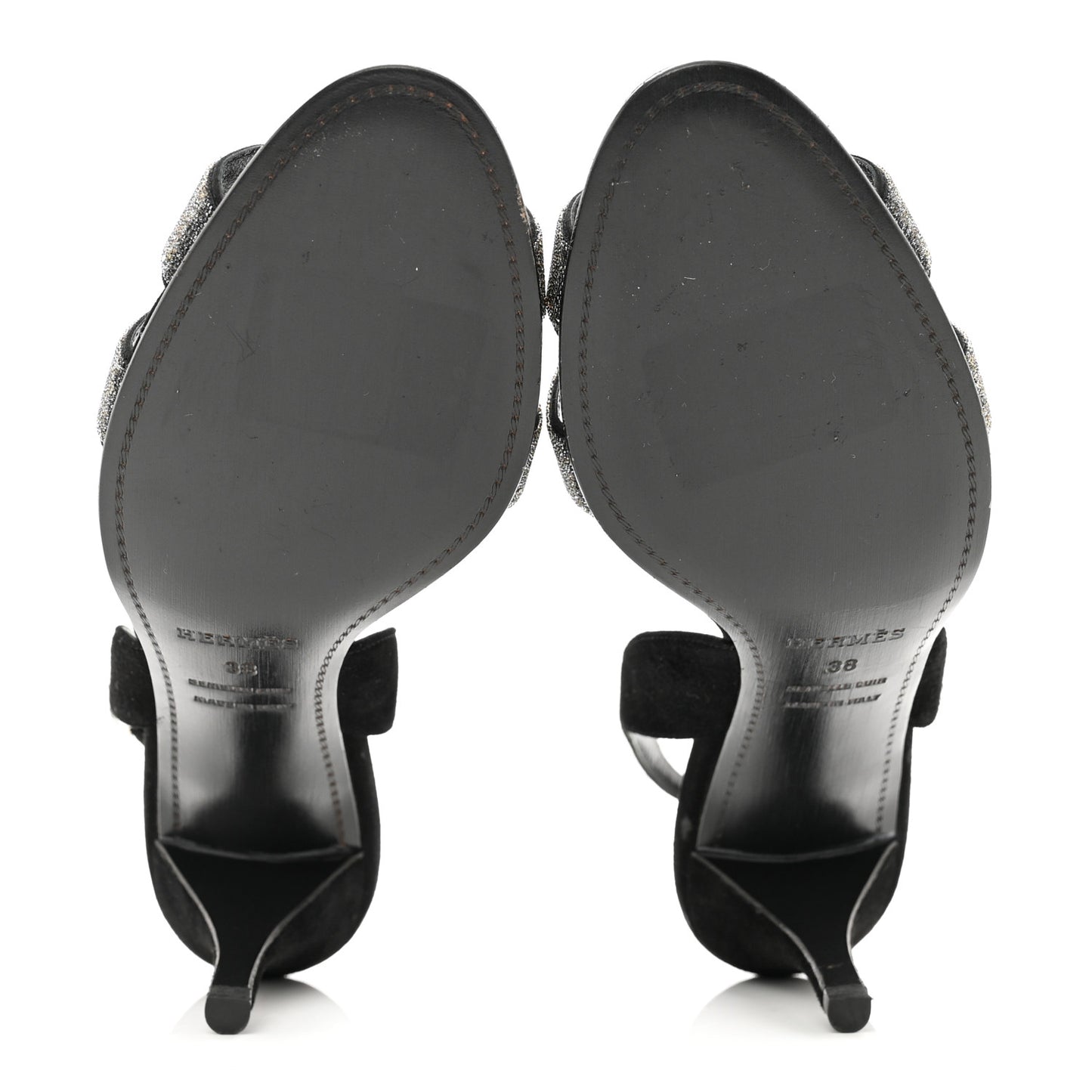 Velour Goatskin Crystal Poudre Night 70 Slingback Sandals 38 Argent Black