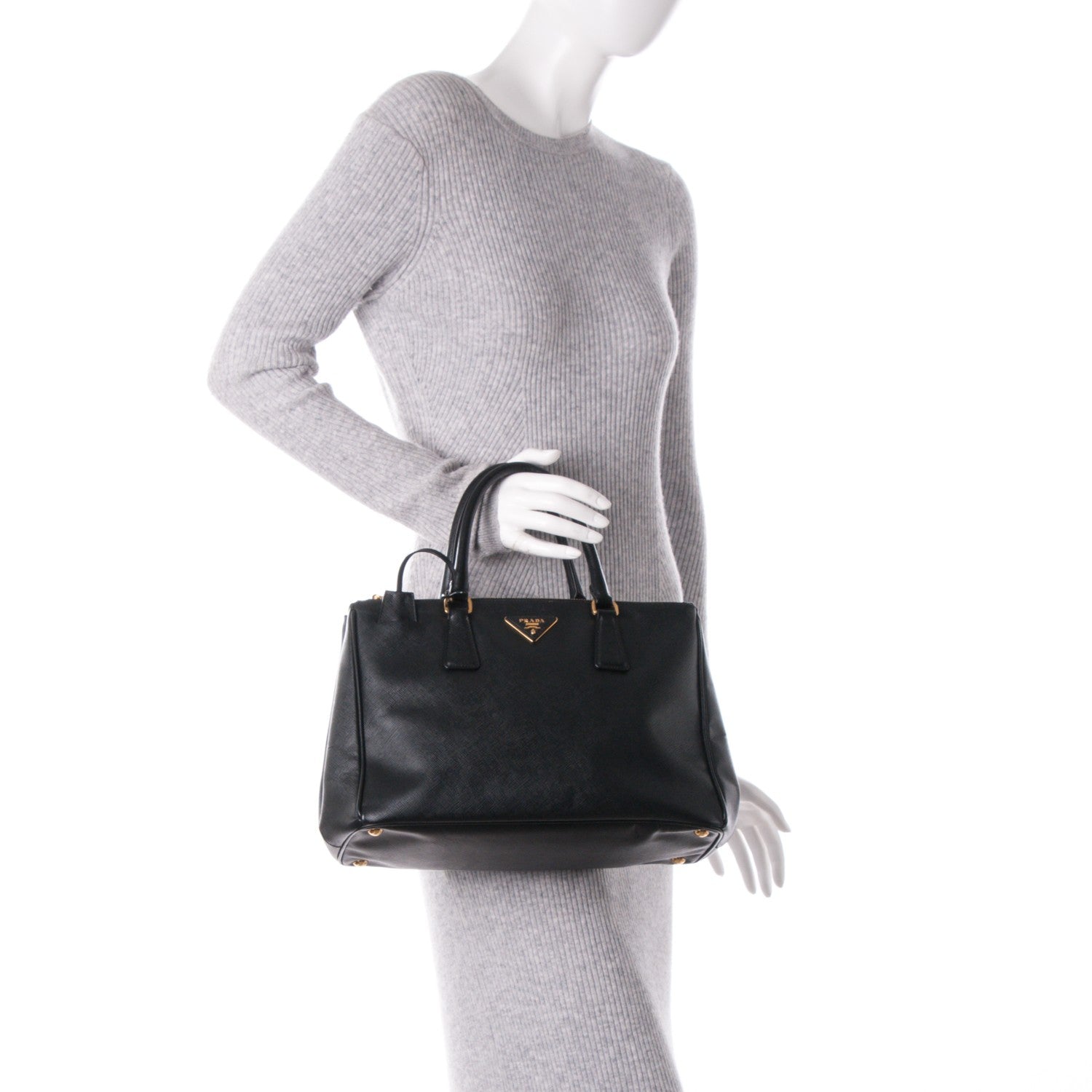 Prada Saffiano Medium Galleria Double Zip Tote Black 3 of 10