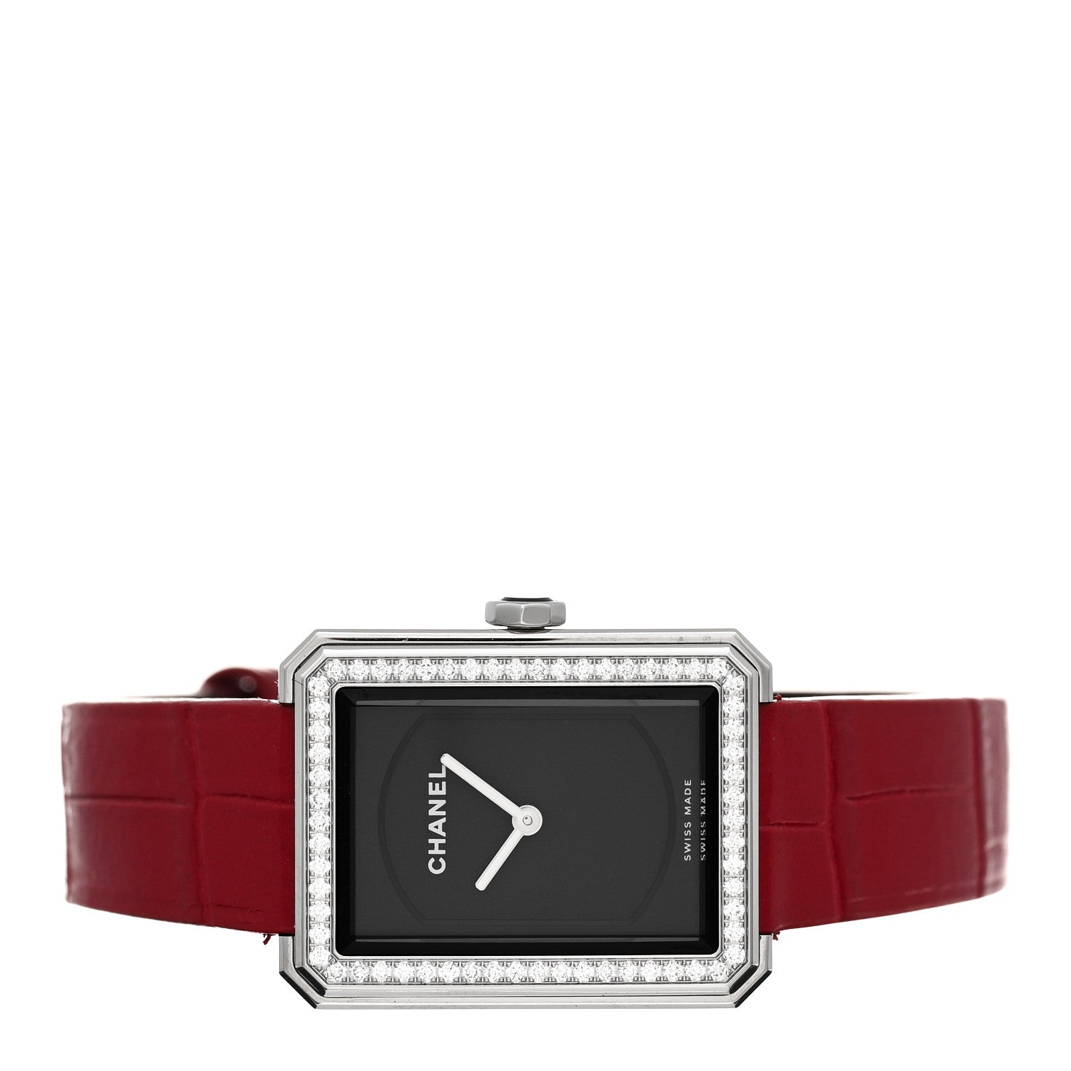 Chanel Stainless Steel Alligator Diamond Bezel 21mm Boy-Friend Quartz Watch Red 2 of 4