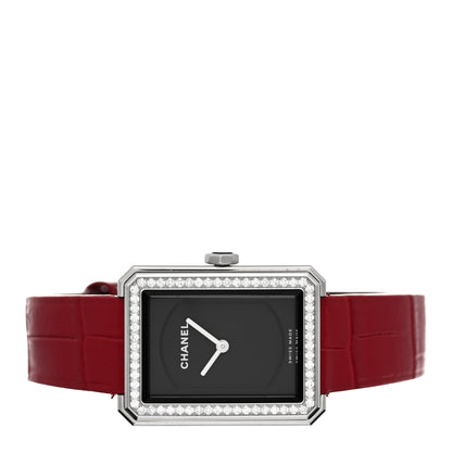 Chanel Stainless Steel Alligator Diamond Bezel 21mm Boy-Friend Quartz Watch Red 2 of 4