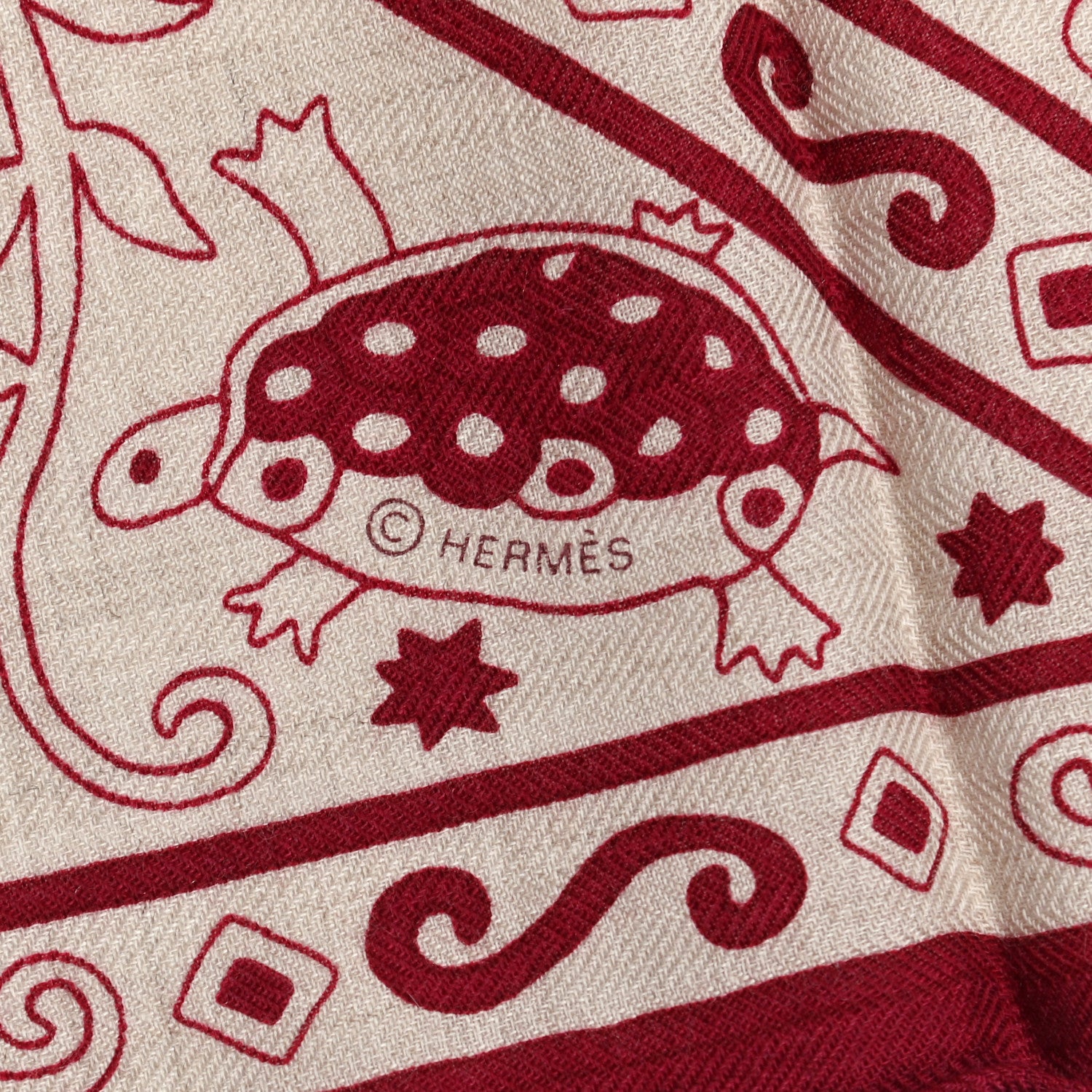 Hermes Cashmere Silk Peuple Du Vent Shawl 140 5 of 6
