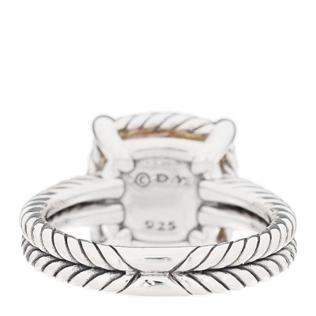 David Yurman Sterling Silver Diamond Lemon Citrine 9mm Chatelaine Pave Bezel Ring 49 5 4 of 5