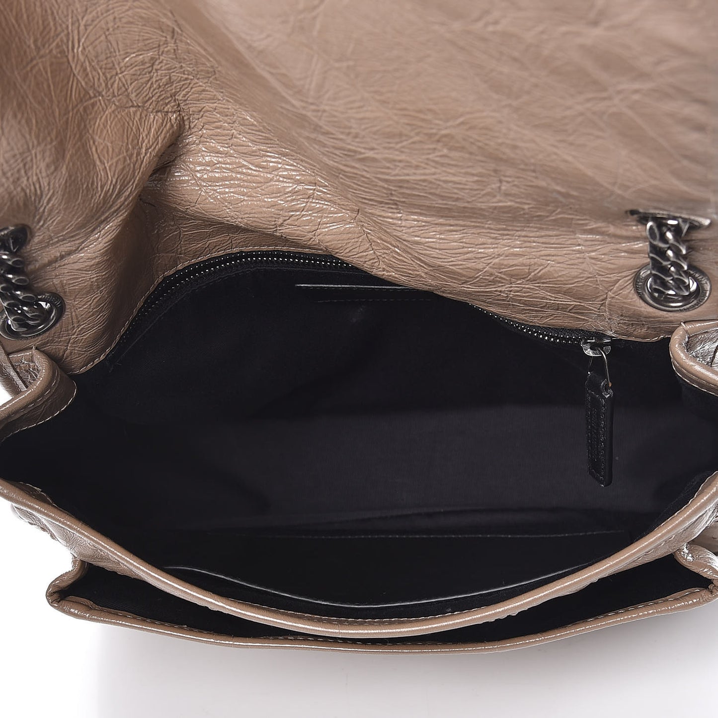 Crinkled Calfskin Matelasse Monogram Medium Niki Chain Satchel Light Taupe