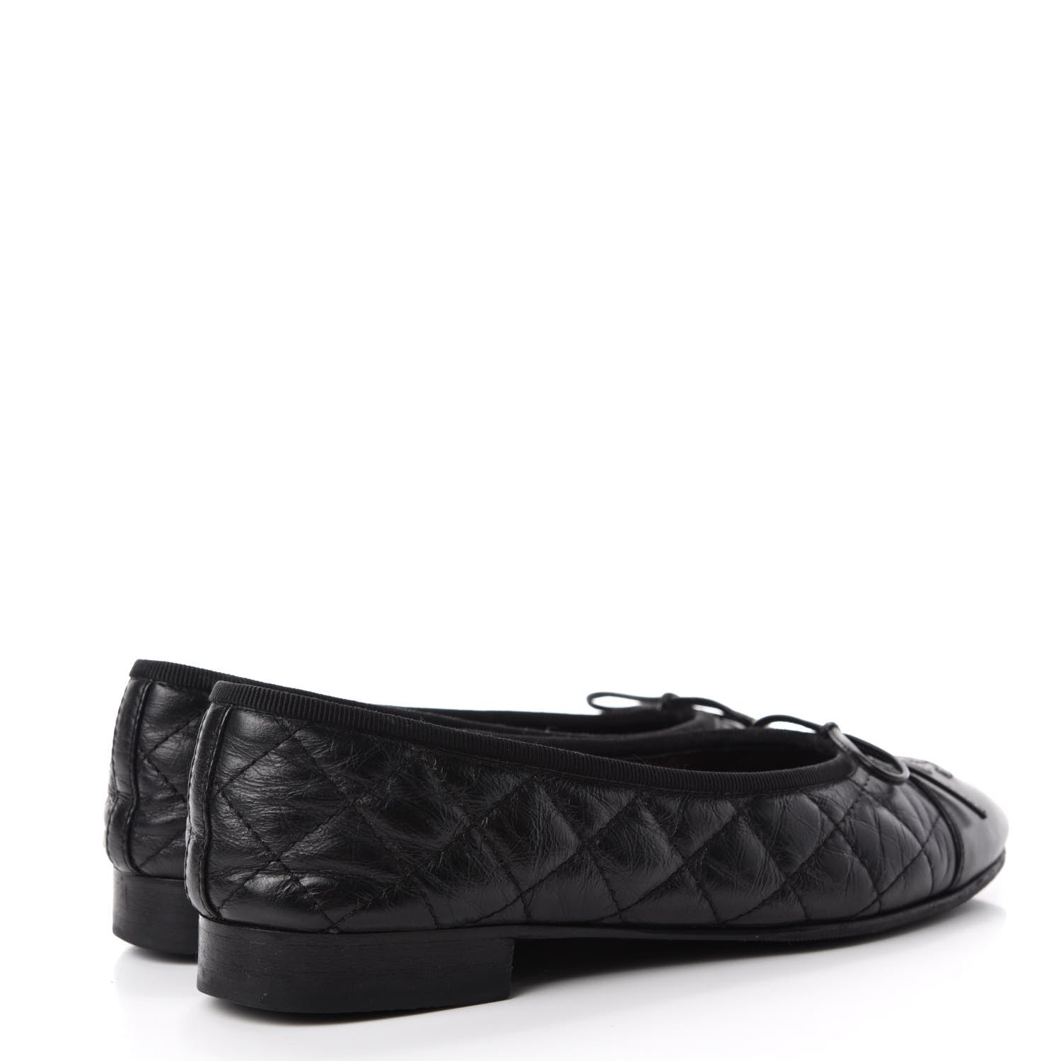 Chanel Aged Calfskin Quilted CC Cap Toe Ballerina Flats 35.5 Black 4 of 13